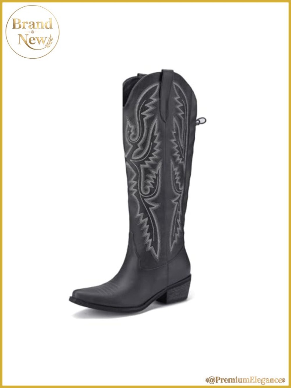 Rhinestone Ankle Cowboy Boots for Women Embroidered Low Heel Western Booties
